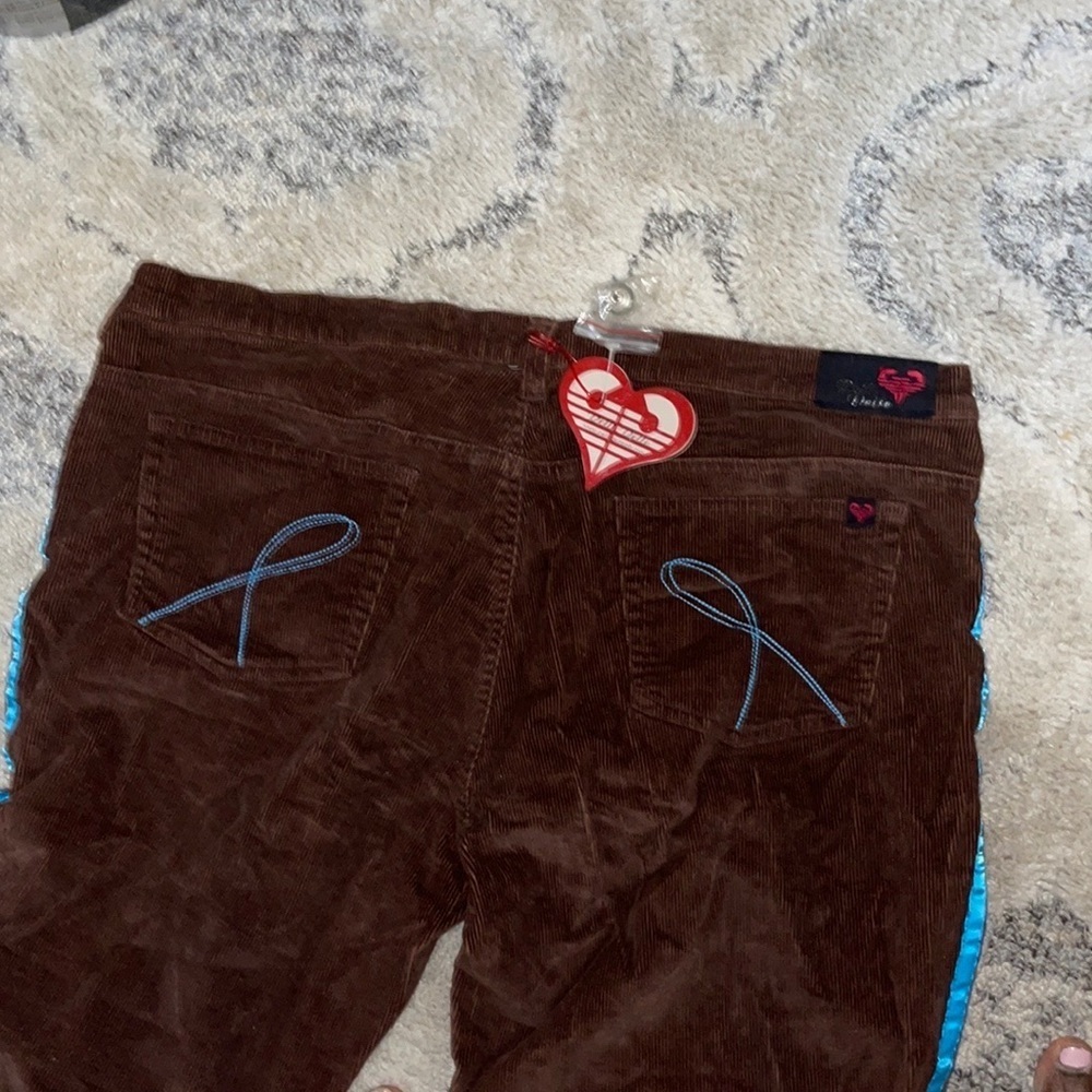 Vintage Boho Stretch Corduroy Pelle Pelle Ribbon Pants - Picture 8 of 11